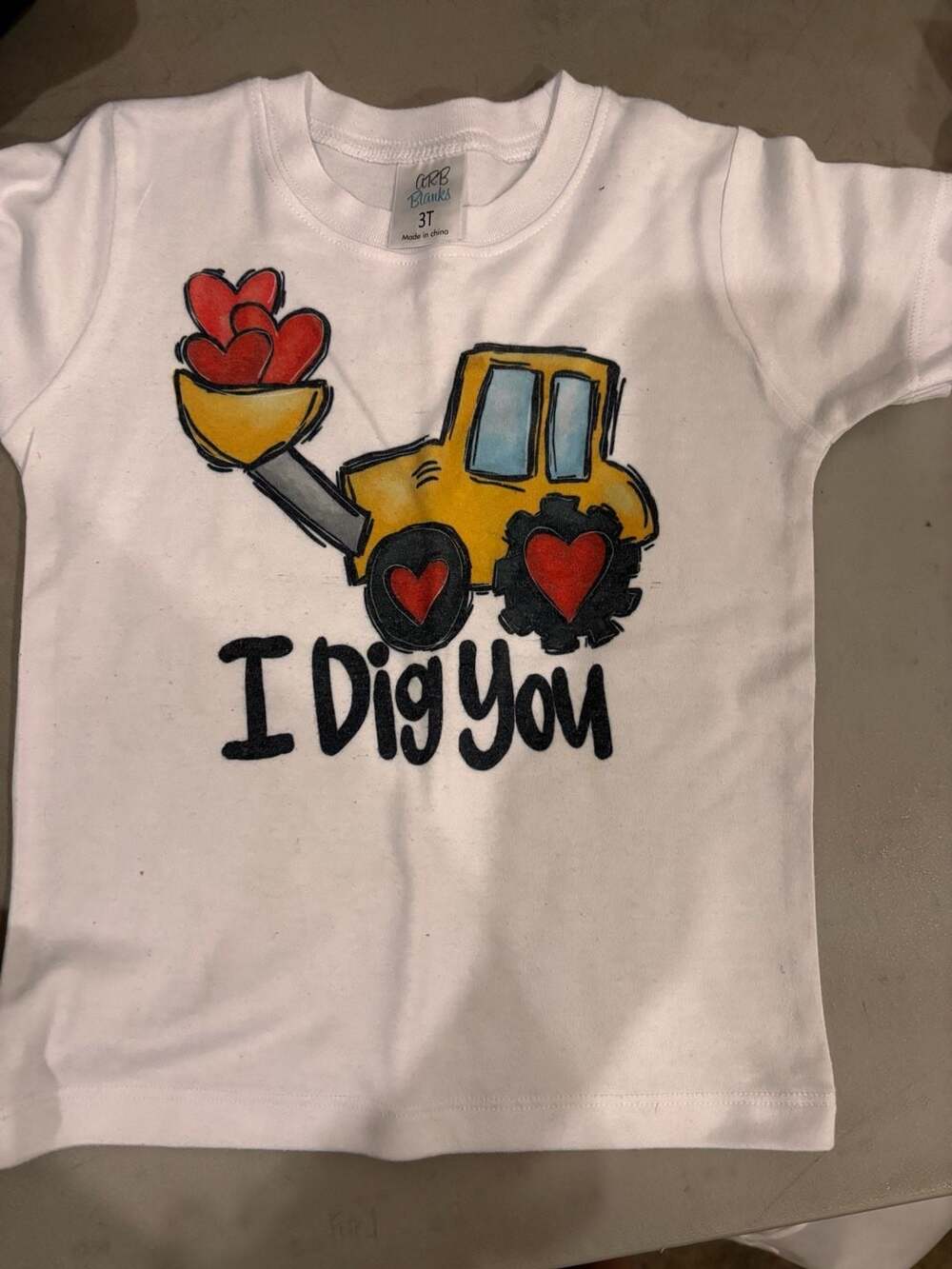 ARB Blanks Toddler Boy 'I Dig You' Construction Tractor Valentine's Day T-Shirt